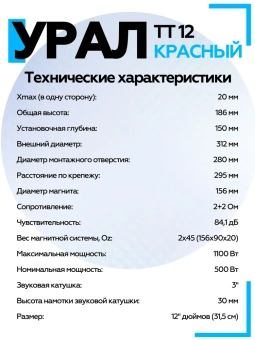 Сабвуфер URAL ТТ 12 красный